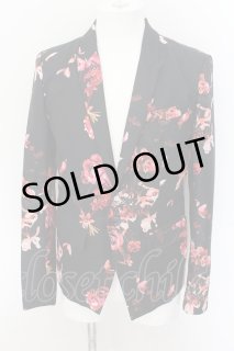 CIVARIZE / フラワー総柄テーラードジャケット 46 ブラックxマルチ O