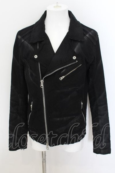 画像1: 【WINTERセール】CIVARIZE / Transcend 加工デニムライダースジャケット 46 ブラック O-24-09-07-043-CI-ja-YM-ZY