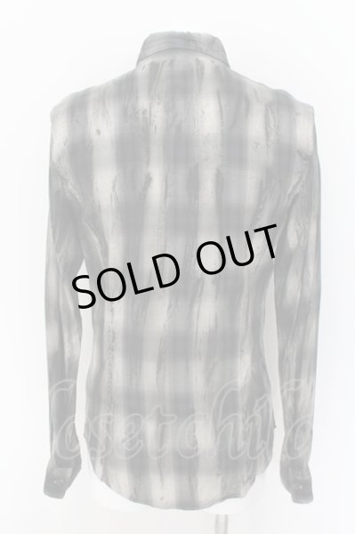 画像2: SHELLAC / プリントチェックシャツ 48 ブラック O-24-09-07-049-SH-sh-YM-ZT126 (2)