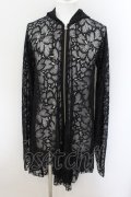 【WINTERセール】CIVARIZE / Destroy 総フラワーレースジップアップパーカー 44 ブラック O-24-09-07-010-CI-to-YM-ZT207
