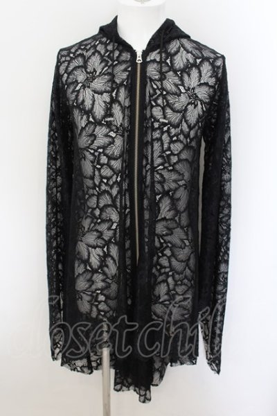 画像1: 【WINTERセール】CIVARIZE / Destroy 総フラワーレースジップアップパーカー 44 ブラック O-24-09-07-010-CI-to-YM-ZT207
