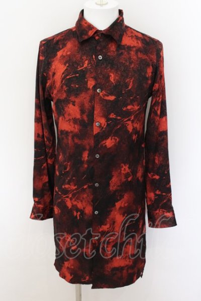 画像1: 【WINTERセール】CIVARIZE / Laurence総柄ジャガードロングシャツ 46 レッド O-24-09-07-021-CI-sh-YM-ZS
