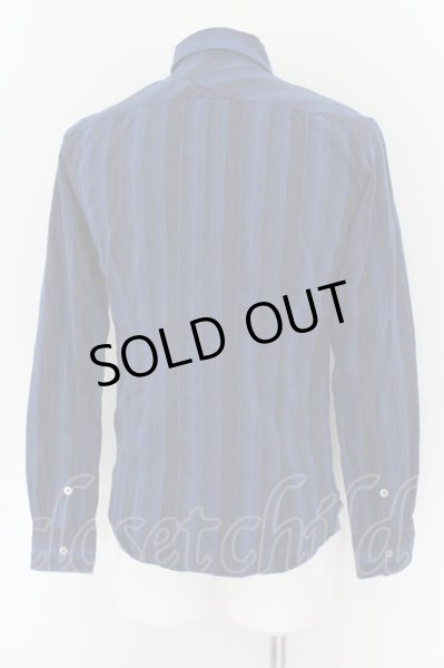 画像2: Zero by TORNADO MART / パッチワークストライプシャツ M ブルー O-24-09-15-038-Ze-sh-YM-ZT208 (2)