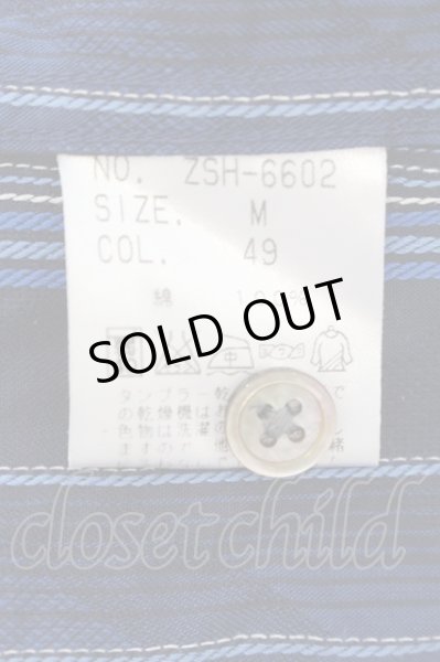 画像3: Zero by TORNADO MART / パッチワークストライプシャツ M ブルー O-24-09-15-038-Ze-sh-YM-ZT208 (3)