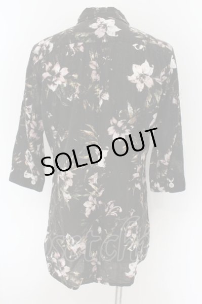 画像2: TORNADO MART / シャドーフラワープリント六分袖ロングシャツ L ブラック O-24-09-15-039-TO-sh-YM-OS (2)