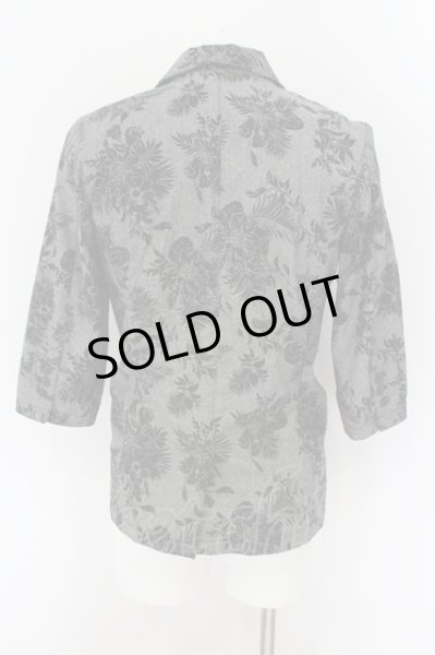 画像2: FUGA / Restoration 総柄リネン6分袖テーラードジャケット 44 グレーｘブラック O-24-09-15-005-FU-ja-YM-ZT262 (2)