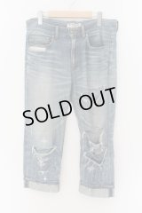 【WINTERセール】PROPA9ANDA / DAMAGE CUSTOM CROPPED DENIM パンツ  インディゴ O-24-09-15-060-PR-pa-YM-ZT206