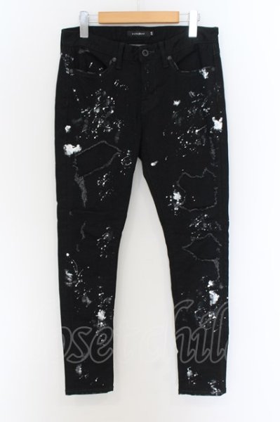 画像1: CIVARIZE / ペンキ加工リメイクストレッチスキニーデニムパンツ 44 ブラックｘホワイト O-24-09-16-037-CI-pa-YM-ZT149 (1)