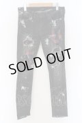 CIVARIZE / タータンリペアペインティングデストロイストレッチスキニーデニムパンツ 44 ブラック O-24-09-16-040-CI-pa-YM-ZT002