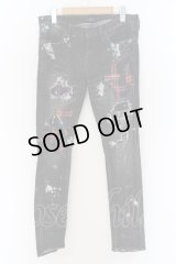 CIVARIZE / タータンリペアペインティングデストロイストレッチスキニーデニムパンツ 44 ブラック O-24-09-16-040-CI-pa-YM-ZT002
