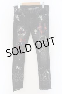 シヴァーライズ　デニムパンツ　ペイント　ペンキ　Y2K ヒゲ　スキニー　L CIVARIZE / ペンキ加工リメイクストレッチスキニーデニムパンツ 44