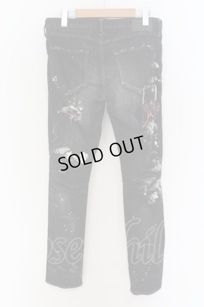 画像2: CIVARIZE / タータンリペアペインティングデストロイストレッチスキニーデニムパンツ 44 ブラック O-24-09-16-040-CI-pa-YM-ZT002