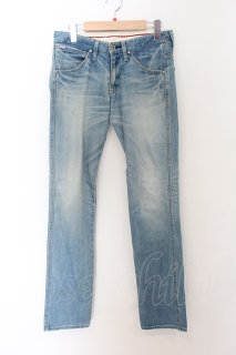 ファガッセン　BUTTLE 28 FAGASSENT / BATTLE ダメージデニムパンツ 28 ブラックxレッド