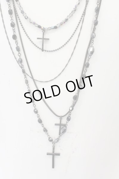 画像2: CIVARIZE / Jingleガラスビーズ多重クロスネックレス  ブラック O-24-09-16-053-CI-ac-YM-OS (2)