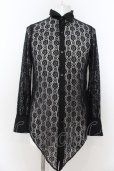 画像1: CIVARIZE / Voluptucas レース花柄変型デザインシャツ 46 ブラック O-24-09-16-009-CI-sh-YM-ZY (1)