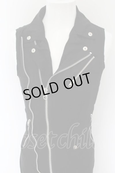 画像2: CIVARIZE / Kaiser ダブルライダースロングベスト 44 ブラック O-24-09-16-019-CI-to-YM-OS (2)