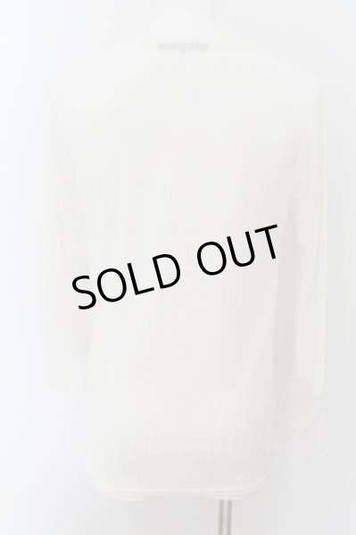 画像2: 5351pour les Hommes / シースルーストライプドレープネックカットソー 2 ホワイト O-24-09-24-011-53-to-YM-ZT430 (2)