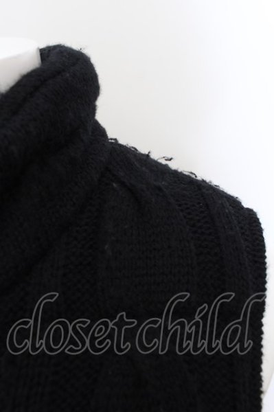 画像2: Moonage Devilment（清春） / ケーブルニット中綿ベスト 46 ブラック O-24-09-24-024-MO-ja-YM-ZT241 (2)