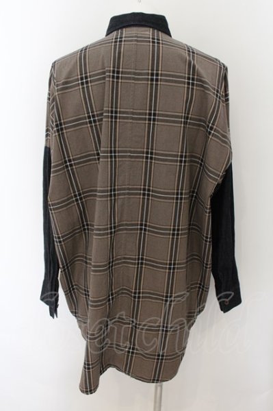 画像2: MENTAL / デニムコンビチェックシャツ 44 ブラウンｘブラック O-24-09-24-026-ME-sh-YM-ZT182 (2)