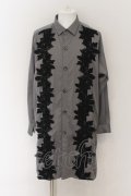 【WINTERセール】NO ID. BLACK / レースロングシャツ ONE グレー O-24-09-25-035-NO-sh-YM-ZT051