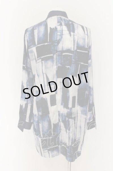 画像2: NO ID. BLACK / アブストラクトクレリックイレギュラーカラーシャツ 1 ブルー O-24-09-25-037-NO-sh-YM-ZT467 (2)