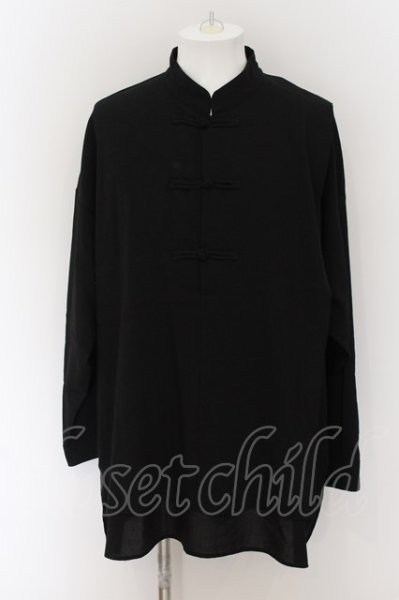 画像1: NO ID. BLACK / チャイナBIGレイヤードプルオーバーシャツ ONE ブラック O-24-09-25-039-NO-sh-YM-ZT043 (1)