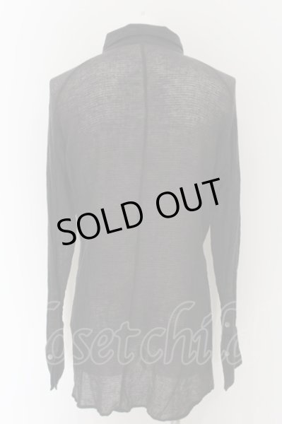 画像2: NO ID. / リネンメッシュ編みロングシャツ 2 チャコール O-24-09-25-044-NO-sh-YM-ZT466 (2)