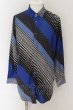 画像1: NO ID. BLACK / ドットストライプロングシャツ 1 ブルー O-24-09-25-045-NO-sh-YM-ZT043 (1)