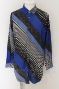 【WINTERセール】NO ID. BLACK / ドットストライプロングシャツ 1 ブルー O-24-09-25-045-NO-sh-YM-ZT043