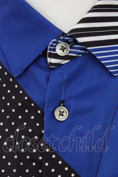 画像2: 【WINTERセール】NO ID. BLACK / ドットストライプロングシャツ 1 ブルー O-24-09-25-045-NO-sh-YM-ZT043