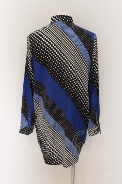 画像3: NO ID. BLACK / ドットストライプロングシャツ 1 ブルー O-24-09-25-045-NO-sh-YM-ZT043 (3)