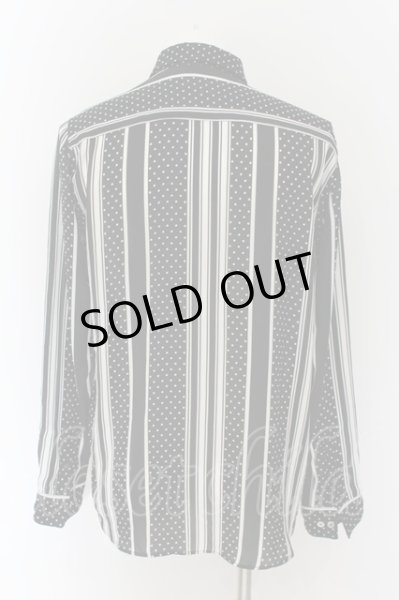 画像3: NO ID. BLACK / ストライプドットストール付ショートカラーシャツ 1 ブラックｘホワイト O-24-09-25-047-NO-sh-YM-ZT466 (3)