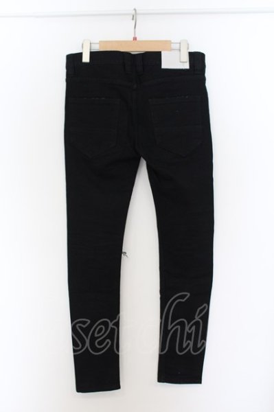 画像2: NO ID. BLACK / ダメージリペアデニムスキニーパンツ 1 ブラックｘホワイト O-24-09-25-008-NO-pa-YM-ZT052 (2)