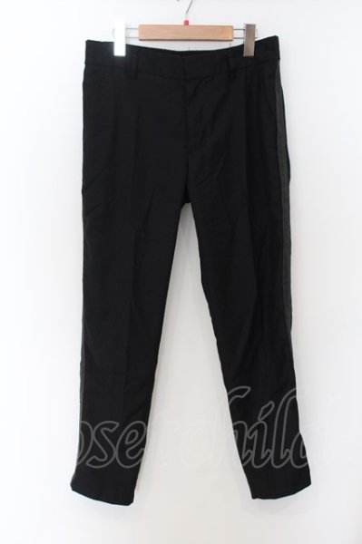 画像1: NO ID. BLACK / ラムレザー切り替えサイドライントラウザーズパンツ 1 ブラック O-24-09-25-014-NO-pa-YM-ZT178 (1)
