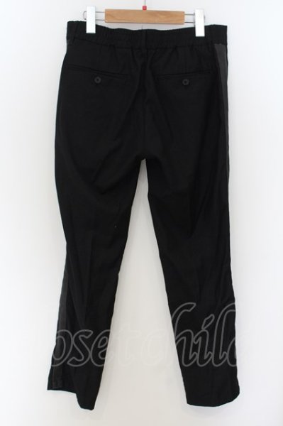 画像3: NO ID. BLACK / ラムレザー切り替えサイドライントラウザーズパンツ 1 ブラック O-24-09-25-014-NO-pa-YM-ZT178 (3)