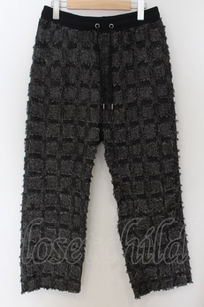画像1: NO ID. BLACK / フリンジチェックサルエルバギートラウザーズパンツ 1 ブラック O-24-09-25-017-NO-pa-YM-ZT178 (1)