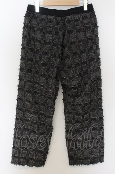 画像2: NO ID. BLACK / フリンジチェックサルエルバギートラウザーズパンツ 1 ブラック O-24-09-25-017-NO-pa-YM-ZT178 (2)