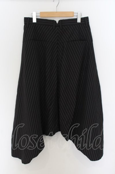 画像2: NO ID. / TRストレッチピンストライプサルエルトラウザーズパンツ 1 ブラック O-24-09-25-019-NO-pa-YM-ZT178 (2)
