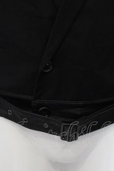 画像2: SHELLAC / カウレザーベルトミディ丈リネンテーラードジャケット 44 ブラック O-24-09-25-026-SH-ja-YM-ZT129 (2)