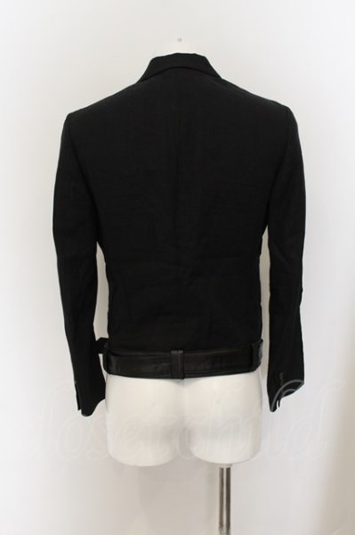 画像3: SHELLAC / カウレザーベルトミディ丈リネンテーラードジャケット 44 ブラック O-24-09-25-026-SH-ja-YM-ZT129 (3)