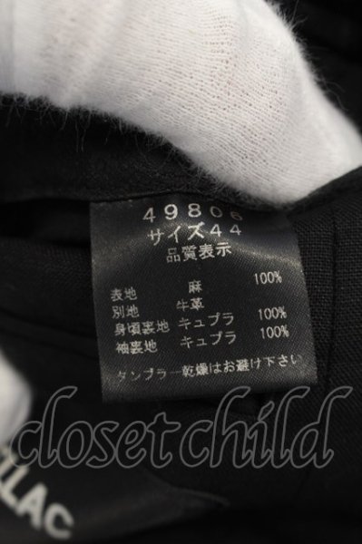 画像4: SHELLAC / カウレザーベルトミディ丈リネンテーラードジャケット 44 ブラック O-24-09-25-026-SH-ja-YM-ZT129 (4)