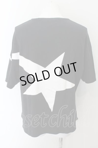 画像2: NO ID. BLACK / 天竺ツースタープリントBIG Tシャツ ONE ブラックｘホワイト O-24-09-26-035-NO-ts-YM-ZT460 (2)