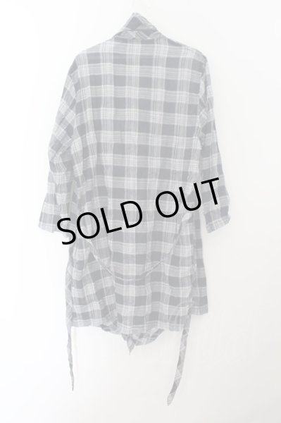 画像2: NO ID. / チェック7分袖クインクルガウン 1 ネイビー O-24-09-26-043-NO-to-YM-ZT410 (2)