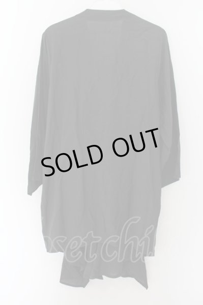 画像2: NO ID. / ドレープラップ7分袖ガウン ONE ブラック O-24-09-26-016-NO-to-YM-ZT079 (2)