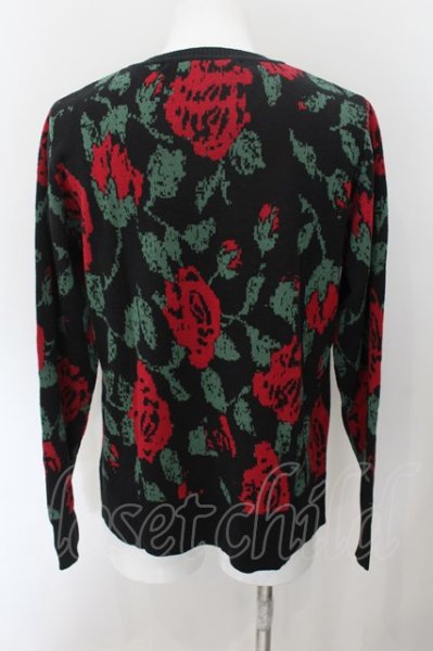 画像2: NO ID. BLACK / CニットローズJQ-V/Nプルオーバー 1 ブラックｘレッド O-24-09-26-030-NO-to-YM-ZT044 (2)