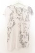 画像1: 14th Addiction / バックリペア総柄VネックTシャツ 0（レディース） オフホワイト+ピンク O-24-09-27-039-14-ts-YM-ZT327 (1)