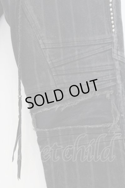 画像2: KMRii / MOON WALKER-01 レザーパッチデニムパンツ 1 グレー O-24-09-27-056-KM-pa-YM-ZT362 (2)