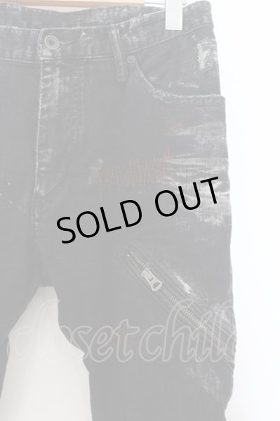 画像3: LGB / S-WOLF ステッチバイカーデニムパンツ 32 ブラックｘレッド O-24-09-27-060-LG-pa-YM-OS (3)