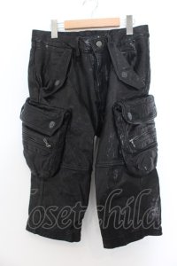 【WINTERセール】FUGA / Victorゴートレザークロップドガスマスクカーゴパンツ 46 ブラック O-24-09-27-065-FU-ou-YM-ZT-ML007