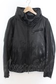 画像1: 【WINTERセール】SHELLAC / カウハイドクロゼットフードシングルジャケット 44 ブラック O-24-09-27-068-SH-ja-YM-ZT-ML017 (1)